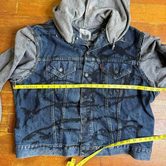 Vintage FURST OF A KIND Handmade Levis Denim Hoodie Jacket Graffiti Custom XL - Picture 8 of 13